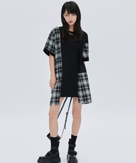 Irregular Patchwork Checkered Dress