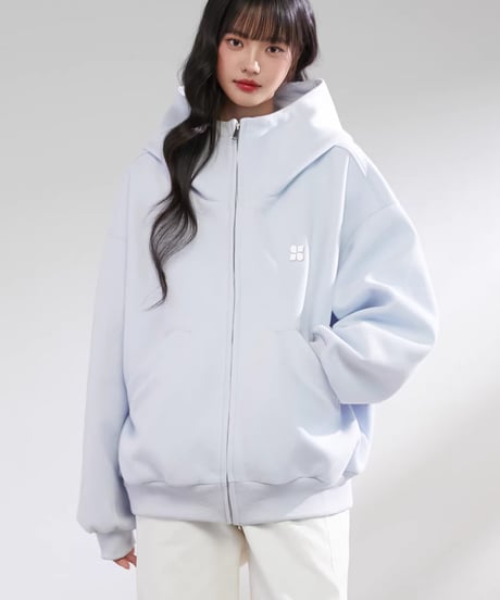 Oversized High Neck Zip Hoodie / 5colors