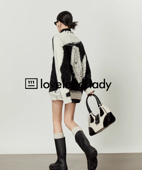 V-Neck Color Block Shaggy Knit Cardigan