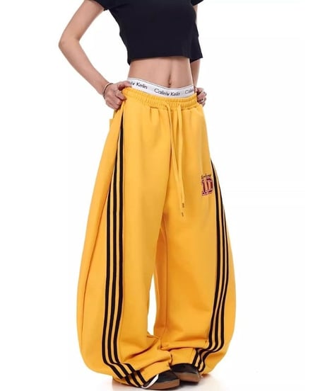 Side Striped Curve Wide Sweat Pants / 2colors