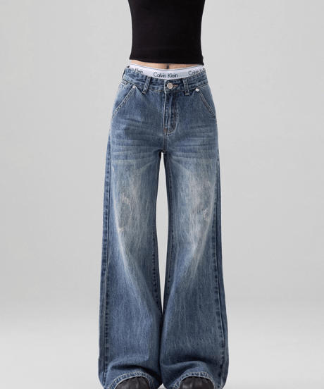 Vintage Wash Flare Wide Denim Pants  / 2colors