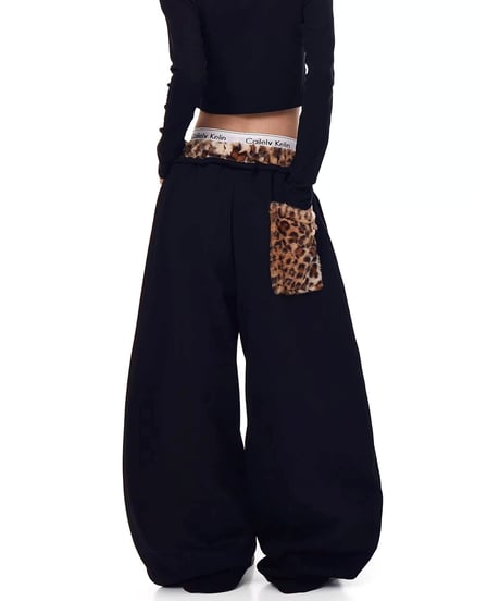 Leopard Patchwork Loose Sweat Pants / 2colors