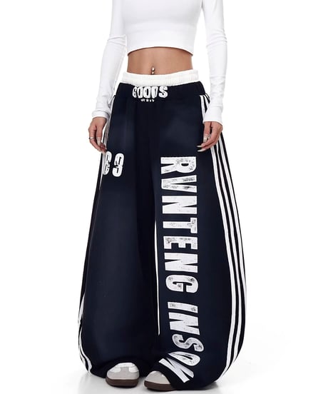 Double-waist Layered Lettering Sweat Pants / 2colors