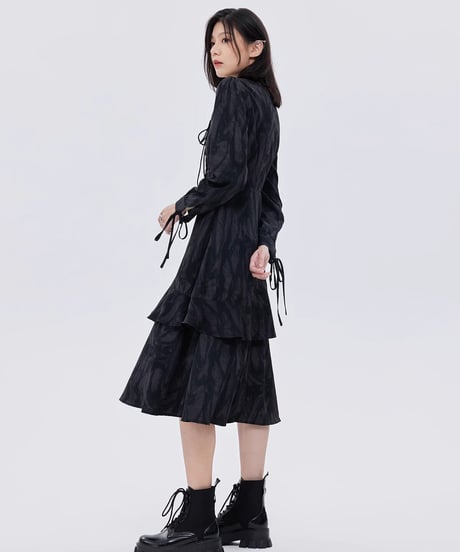Marble Mid-Length Black Dress