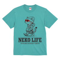 【Unisex】-気ままな猫Tシャツ- ミントグリーン