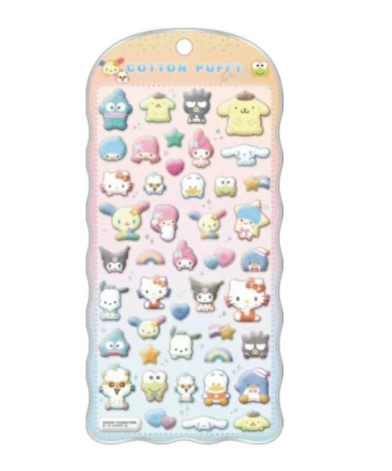 正規品　コットンパフィーシール　サンリオディズニー　うるちゅるサンリオ　セット 正規品】コットンパフィーシール／サンリオキャラクターズ | Poche