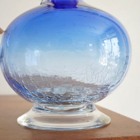 Blue Ripple Glass Vase