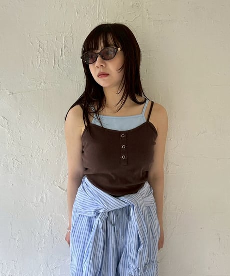 Layered Ribbed Button Cami