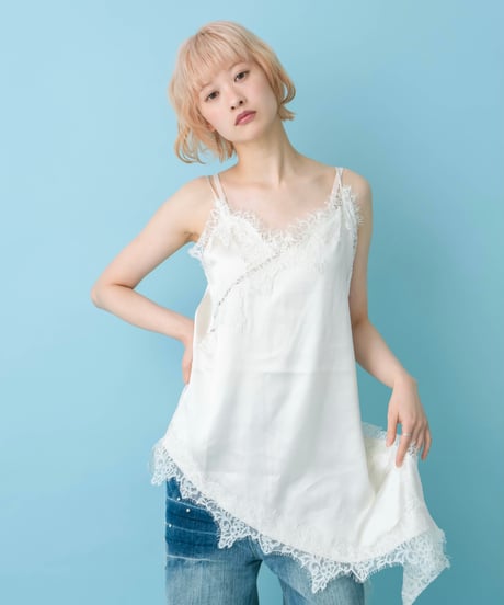 Asymmetrical lace cami top(white)