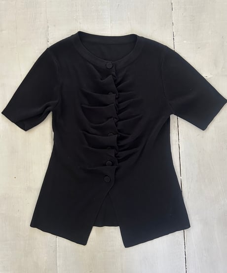 Gathered Summer Knit Top (black)