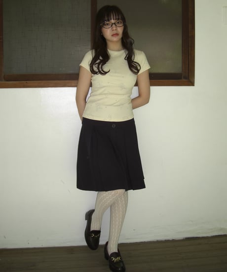 Button Pleated Mini Skirt