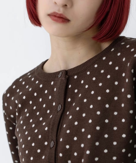 pin dot knit cardigan (brown)