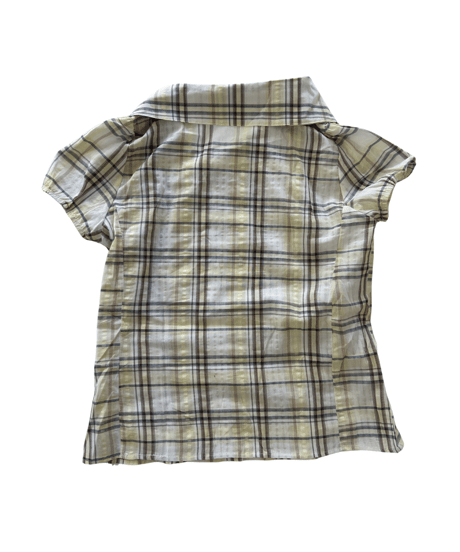Asymmetrical Collor Check Shirts (yellow)