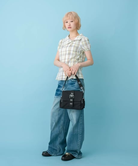 Asymmetrical Collor Check Shirts (yellow)