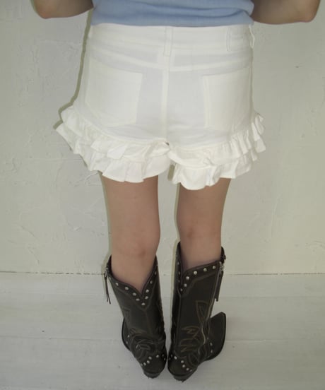 Ruffle Knit Shorts（White）