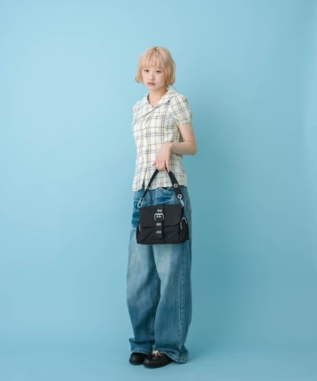 Asymmetrical Collor Check Shirts (yellow)