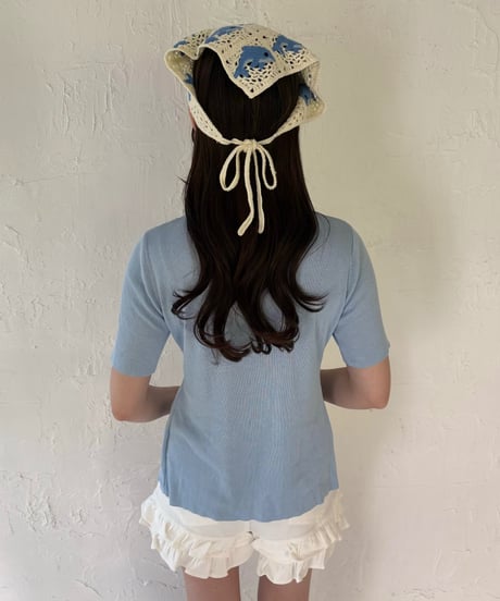 Gathered Summer Knit Top (blue)