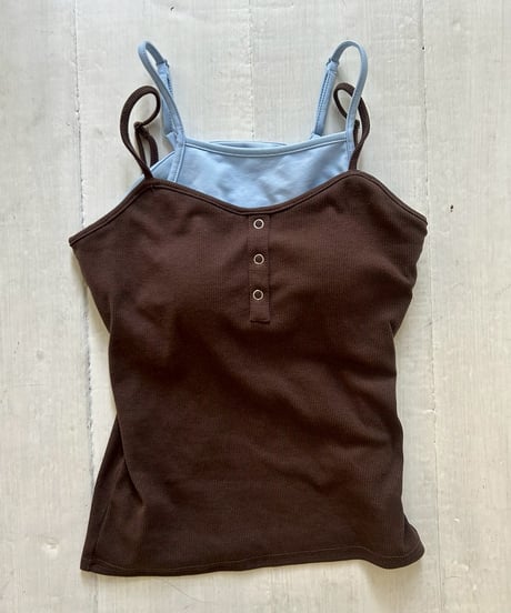 Layered Ribbed Button Cami