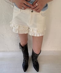 Ruffle Knit Shorts（White）