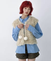 faux fur tie front vest