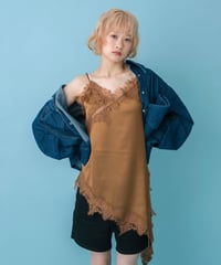 Asymmetrical lace cami top(brown)