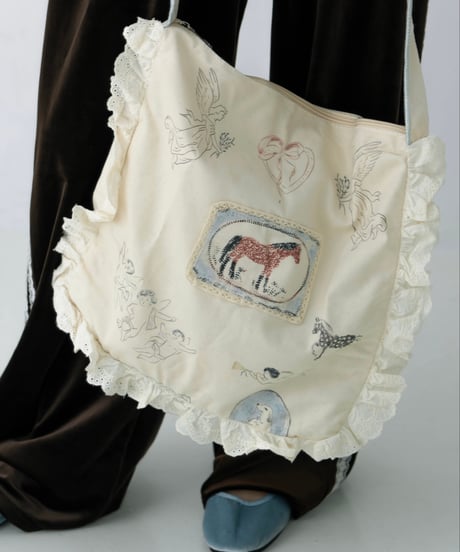 horse print frill shoulder bag