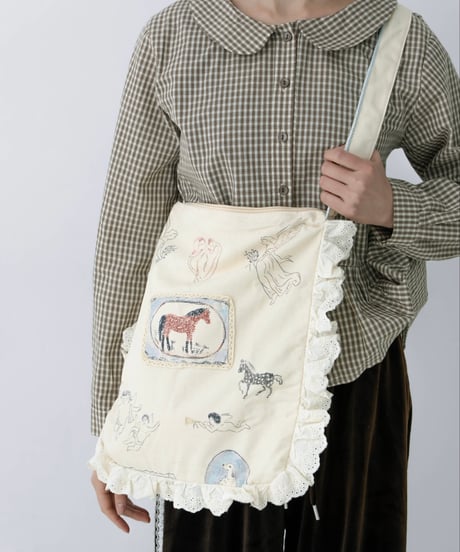 horse print frill shoulder bag