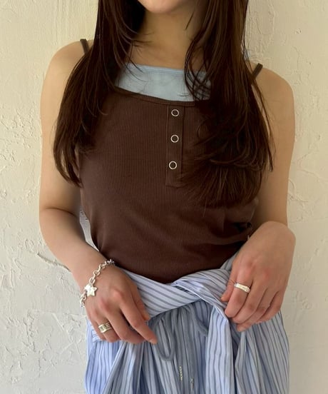 Layered Ribbed Button Cami