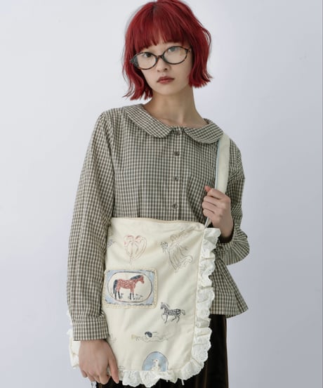 horse print frill shoulder bag
