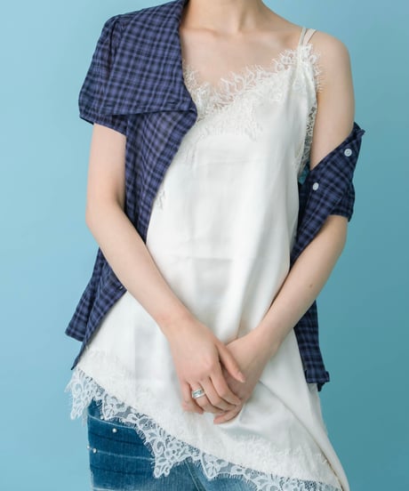 Asymmetrical lace cami top(white)
