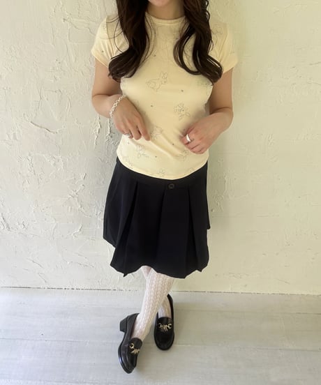 Button Pleated Mini Skirt