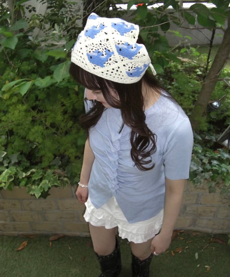 Gathered Summer Knit Top (blue)