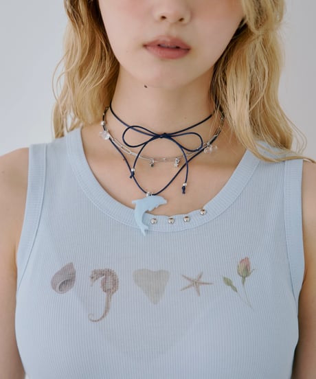 Wish Dolphin Cord Necklace（Blue,Purple）