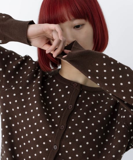 pin dot knit cardigan (brown)