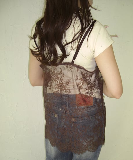 Sheer Lace Cami Top (brown)