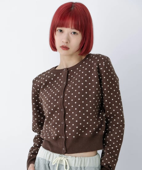 pin dot knit cardigan (brown)