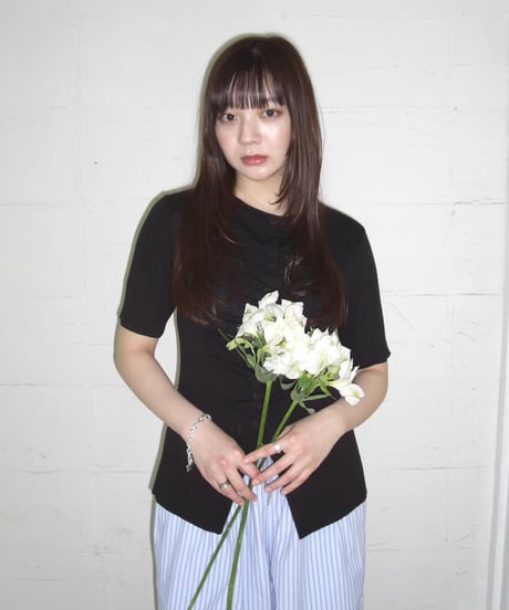 Gathered Summer Knit Top (black)