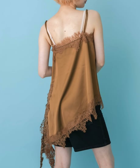 Asymmetrical lace cami top(brown)