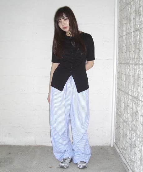 Gathered Summer Knit Top (black)