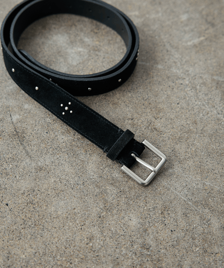 Stud Cow Leather Belt（Black）