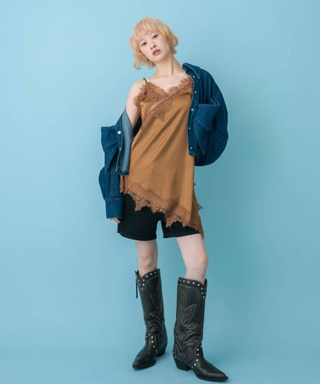 Asymmetrical lace cami top(brown)