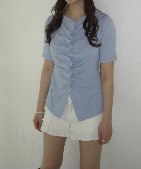 Ruffle Knit Shorts（White）