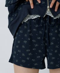Floral print waffle shorts (Navy)