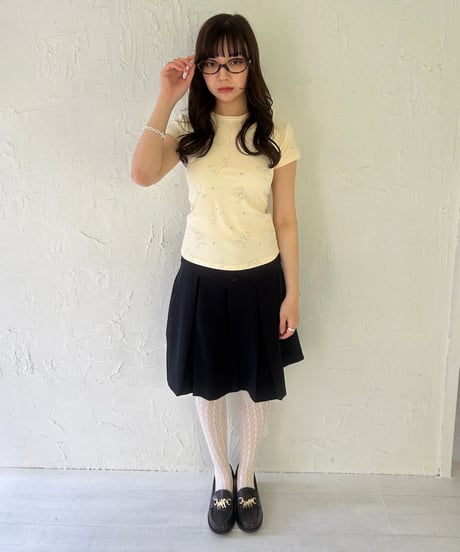 Button Pleated Mini Skirt