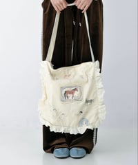 horse print frill shoulder bag