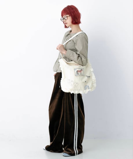 horse print frill shoulder bag