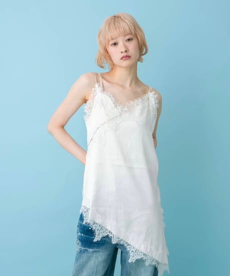 Asymmetrical lace cami top(white)