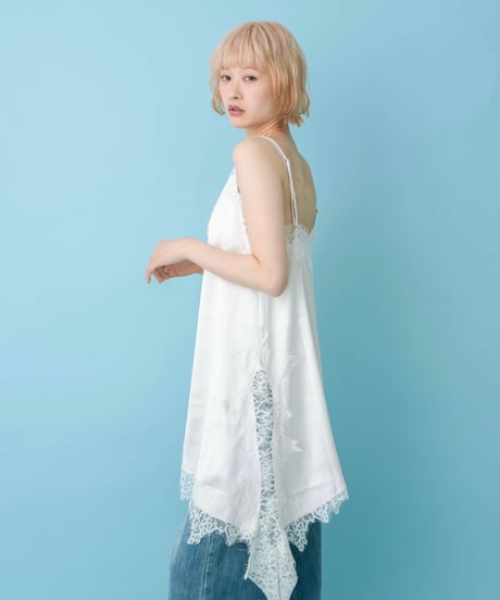 Asymmetrical lace cami top(white)