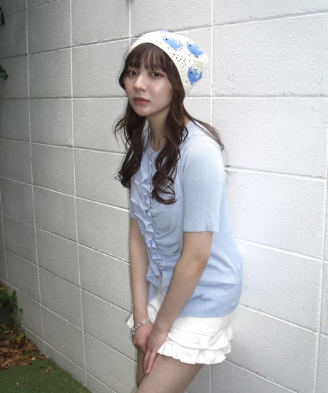 Gathered Summer Knit Top (blue)
