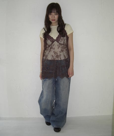 Sheer Lace Cami Top (brown)